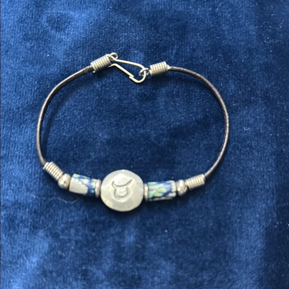 Taurus sign Elegant Silver and Blue Bracelet